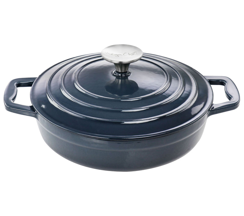 MegaChef 2 Quart Round Enameled Cast Iron Braiser Pan — View 6