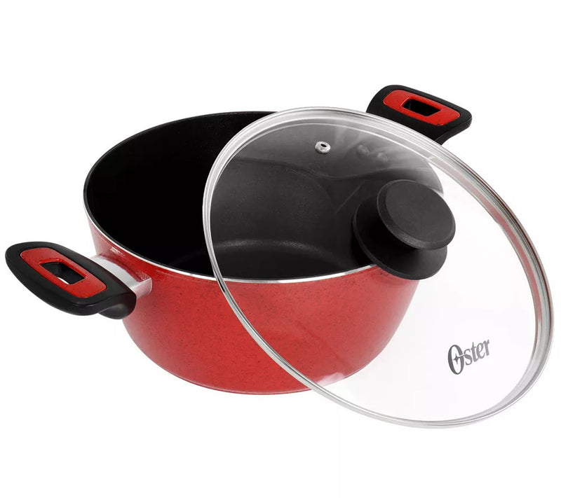 Oster Claybon 4.3 Quart Dutch Oven With Lid in Speckled Red — View 3