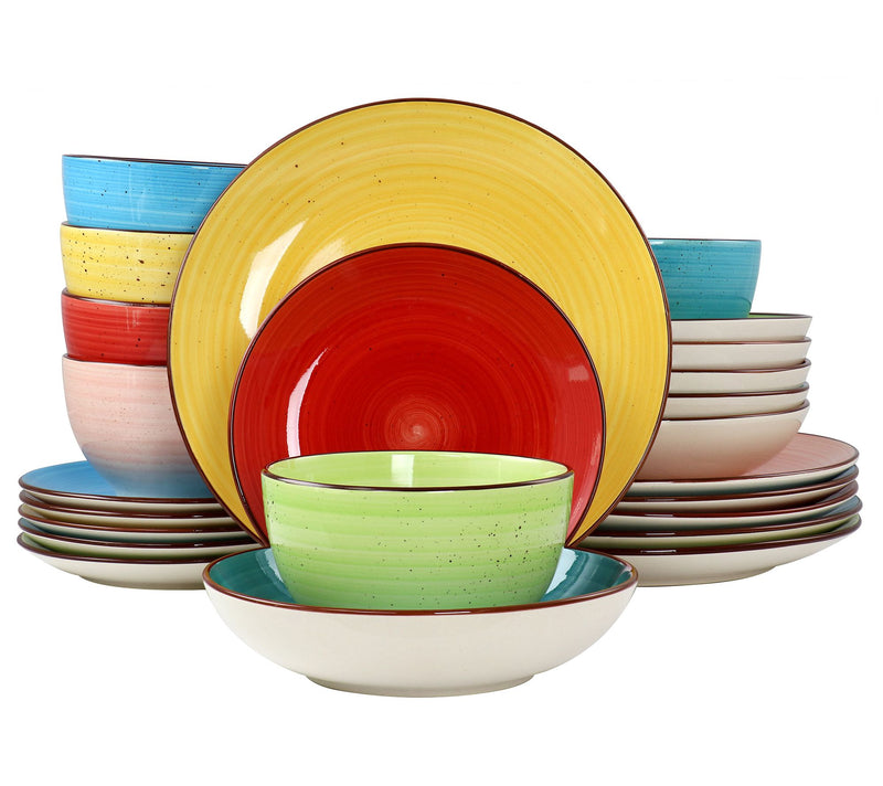 Elama Sebastian 24-Piece Double Bowl StonewareDinnerware Set — View 3