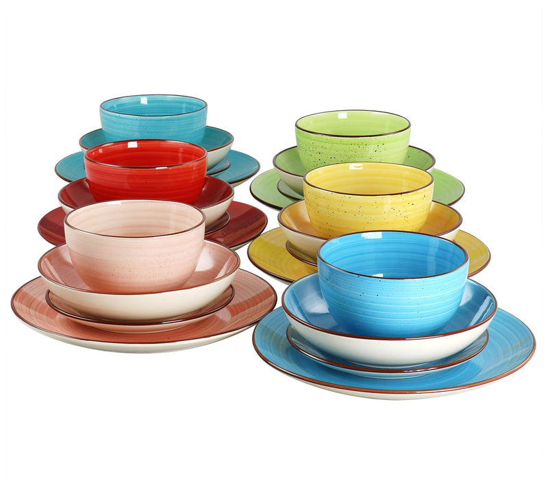 Elama Sebastian 24-Piece Double Bowl StonewareDinnerware Set — View 4
