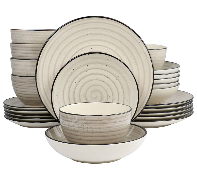 Elama Gia 24-Piece Round Stoneware Dinnerware Set — Main view