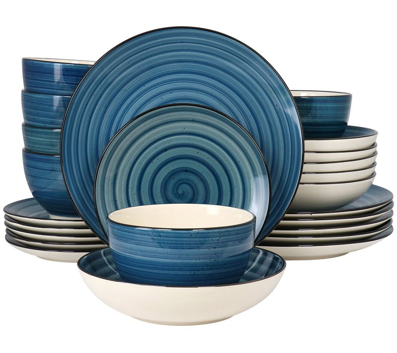 Elama Gia 24-Piece Round Stoneware Dinnerware Set — View 5
