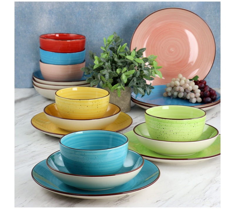 Elama Sebastian 18-Piece Double Bowl StonewareDinnerware Set — View 10