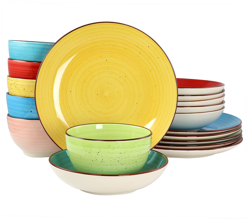 Elama Sebastian 18-Piece Double Bowl StonewareDinnerware Set — View 3