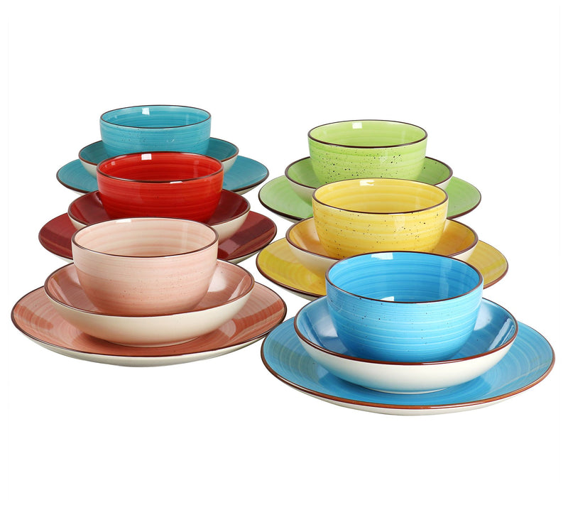 Elama Sebastian 18-Piece Double Bowl StonewareDinnerware Set — View 4