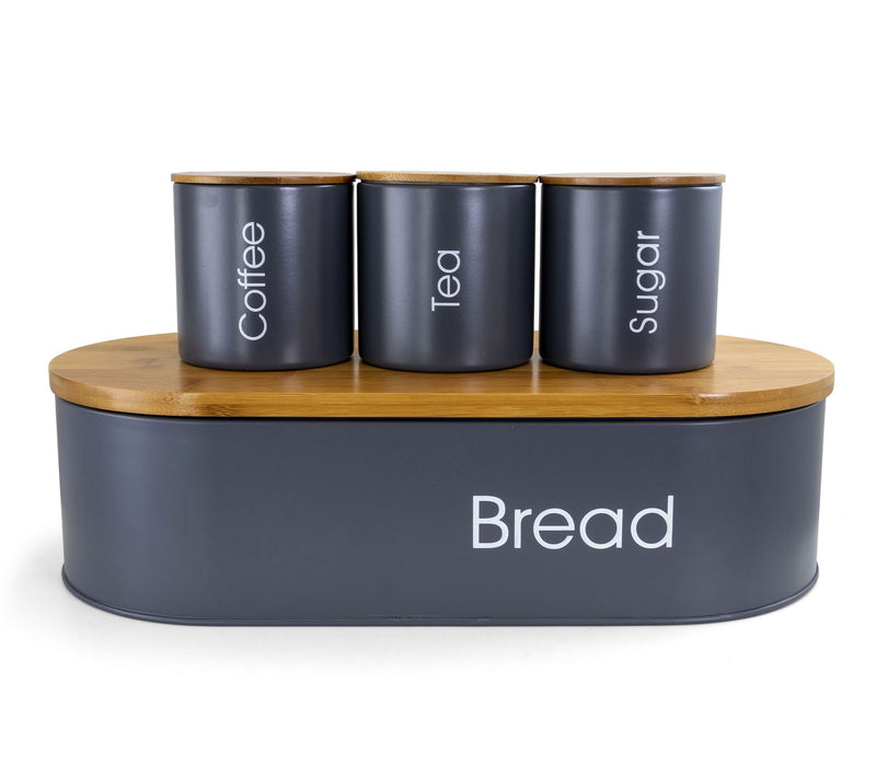 MegaChef Bamboo Kitchen Countertop 4-Piece Metal Storage Set — View 4