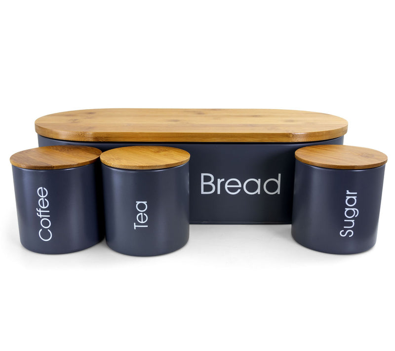MegaChef Bamboo Kitchen Countertop 4-Piece Metal Storage Set — View 5