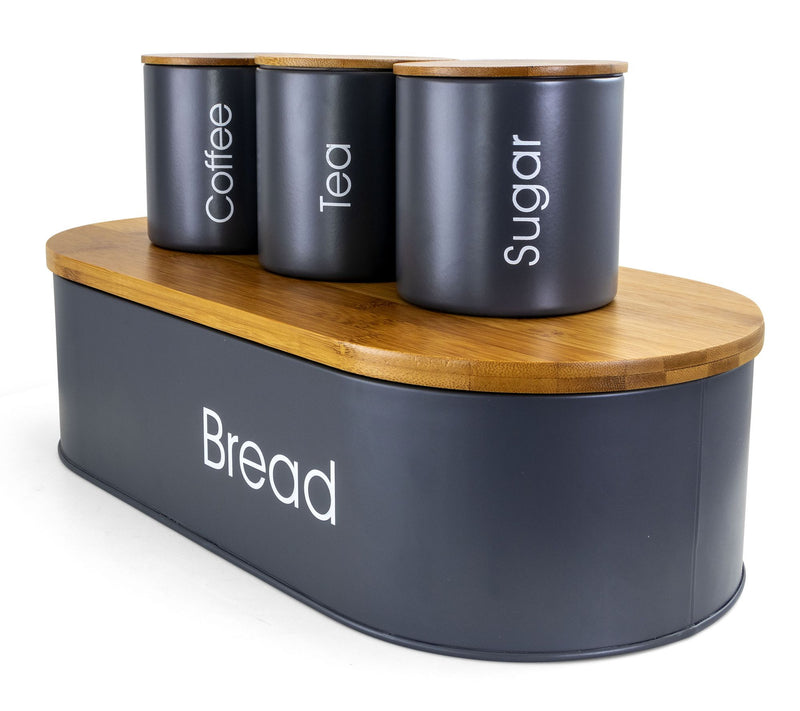 MegaChef Bamboo Kitchen Countertop 4-Piece Metal Storage Set — View 3