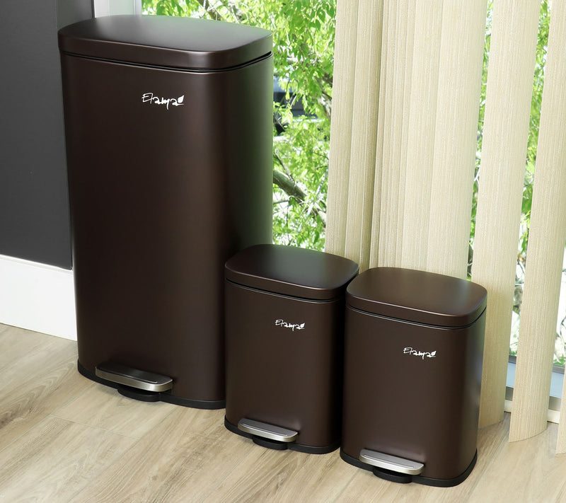Elama 3 Piece 30 Liter and 5 Liter Step Trash Can Set — View 10