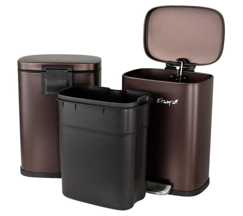 Elama 3 Piece 30 Liter and 5 Liter Step Trash Can Set — View 8