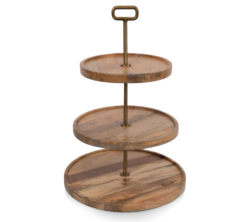 Toscana Tapas Mango Wood 3-Tiered Serving Tray — View 3