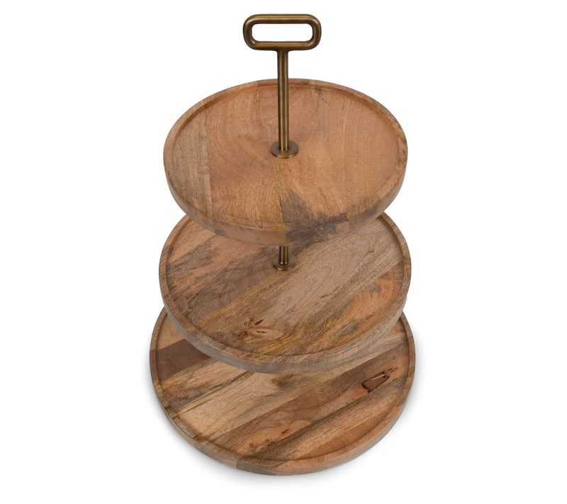 Toscana Tapas Mango Wood 3-Tiered Serving Tray — View 4