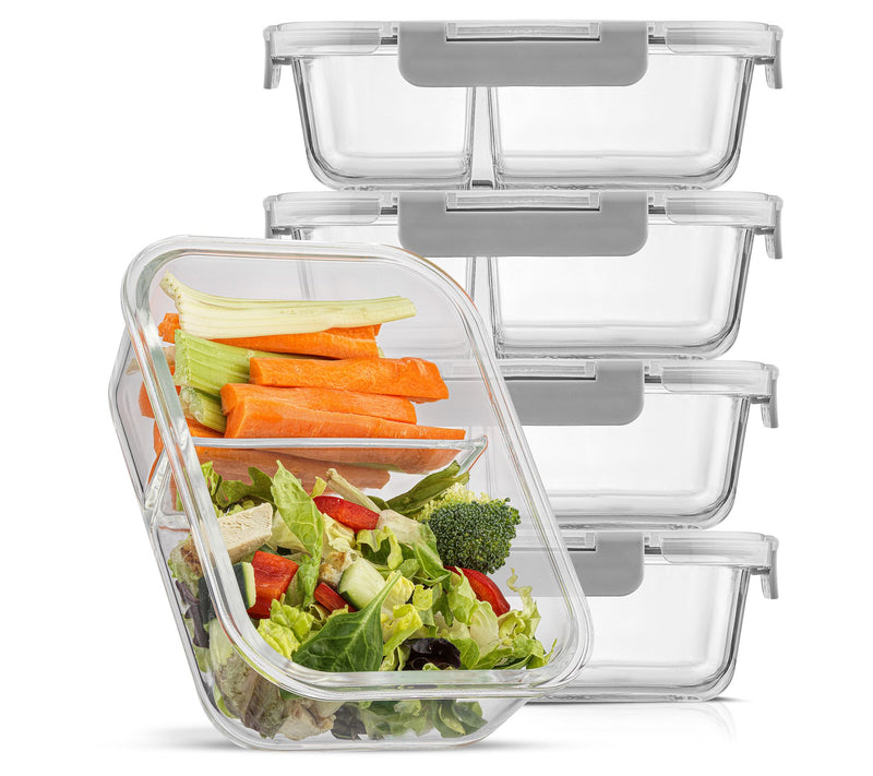 JoyJolt 2-Sectional Food Prep Storage Containers - Set of 5 — View 5