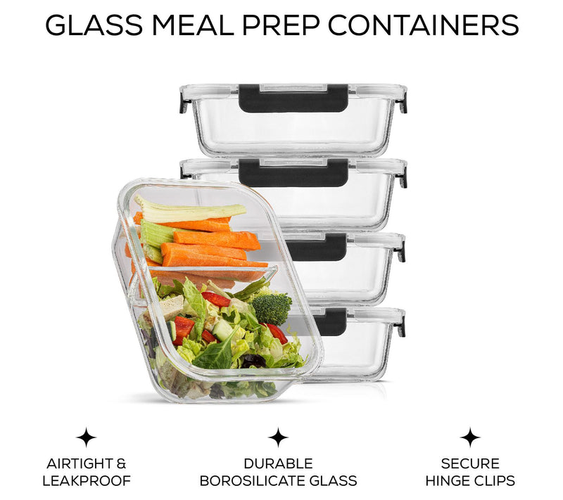 JoyJolt 2-Sectional Food Prep Storage Containers - Set of 5 — View 7