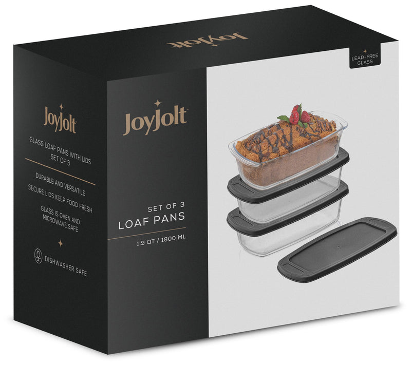 JoyJolt Glass Loaf Pans with Lids - Set of 3 — View 6