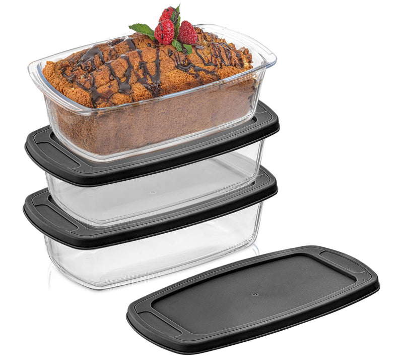 JoyJolt Glass Loaf Pans with Lids - Set of 3 — View 3