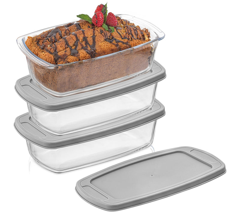 JoyJolt Glass Loaf Pans with Lids - Set of 3 — View 4