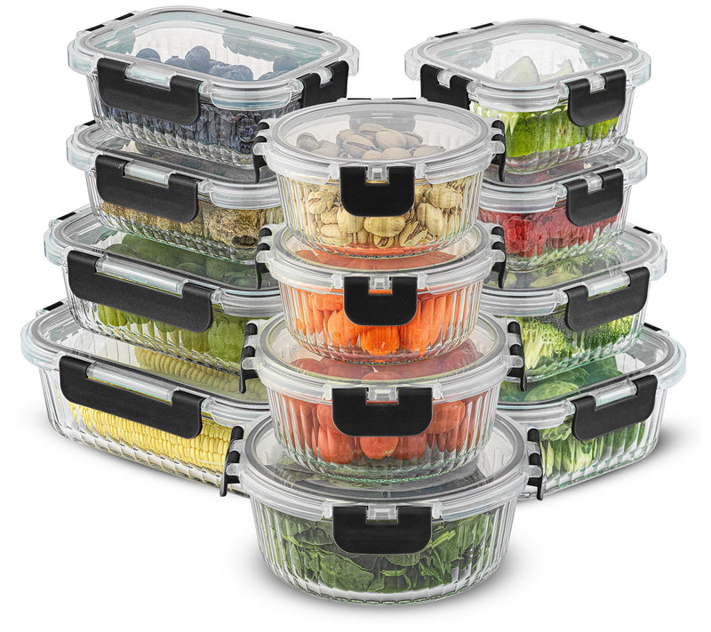 JoyJolt 24-Piece Fluted Food Storage Containeret with Lids — Main view