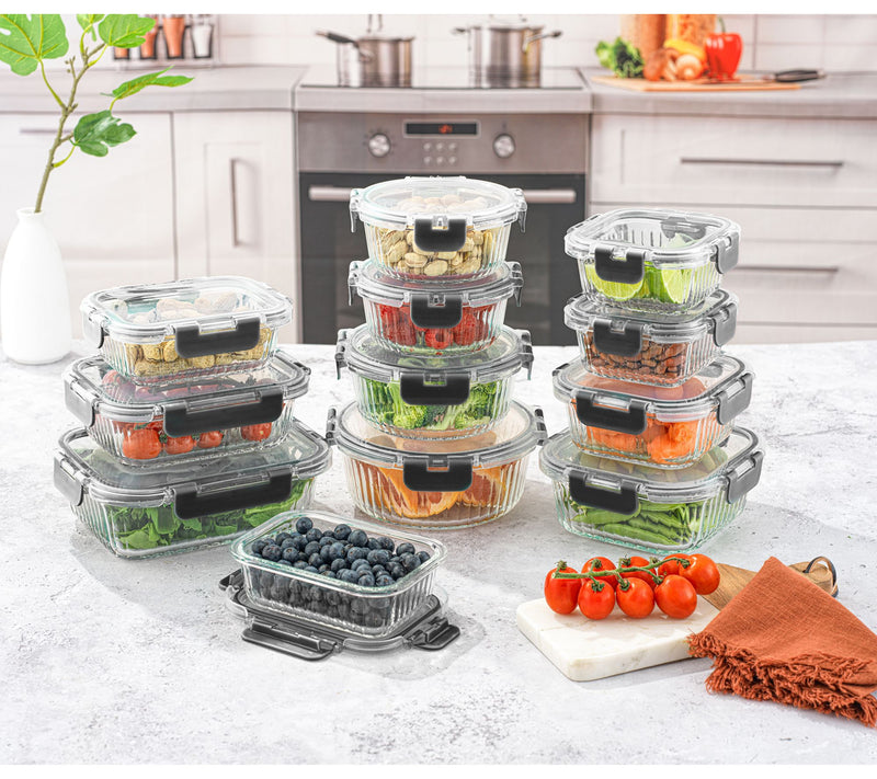 JoyJolt 24-Piece Fluted Food Storage Containeret with Lids — View 12