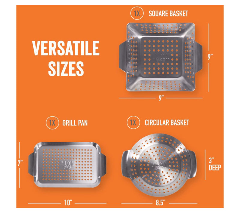 Yukon Glory 3-Piece Mini Grill Basket Set — View 5