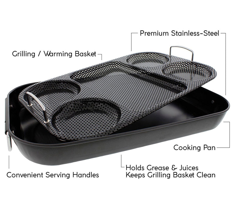 Yukon Glory Pre mium BBQ Servin g Tray Basket, Serve Hot Dogs, — View 4