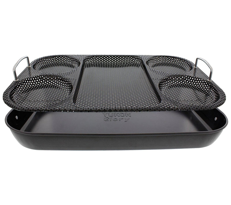 Yukon Glory Pre mium BBQ Servin g Tray Basket, Serve Hot Dogs, — View 3
