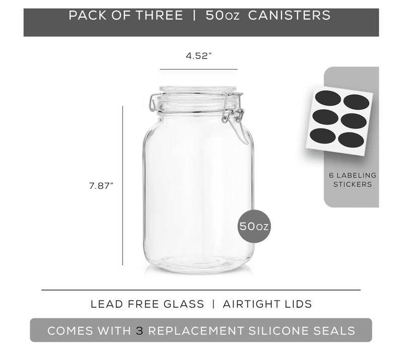 JoyJolt Glass Jars Storage Canister with Lids -50 oz — View 7