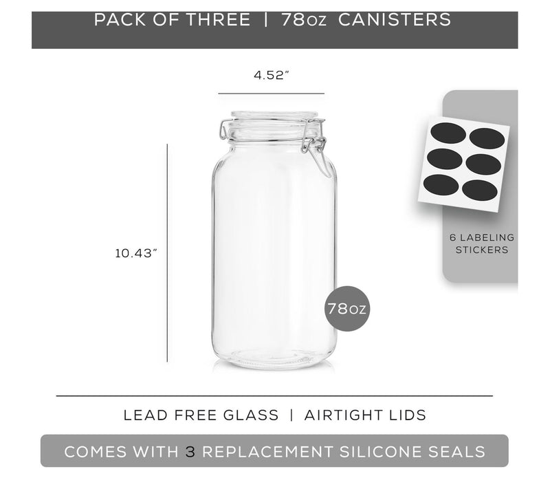 JoyJolt Glass Jars Storage Canister with Lids -78 oz — View 7