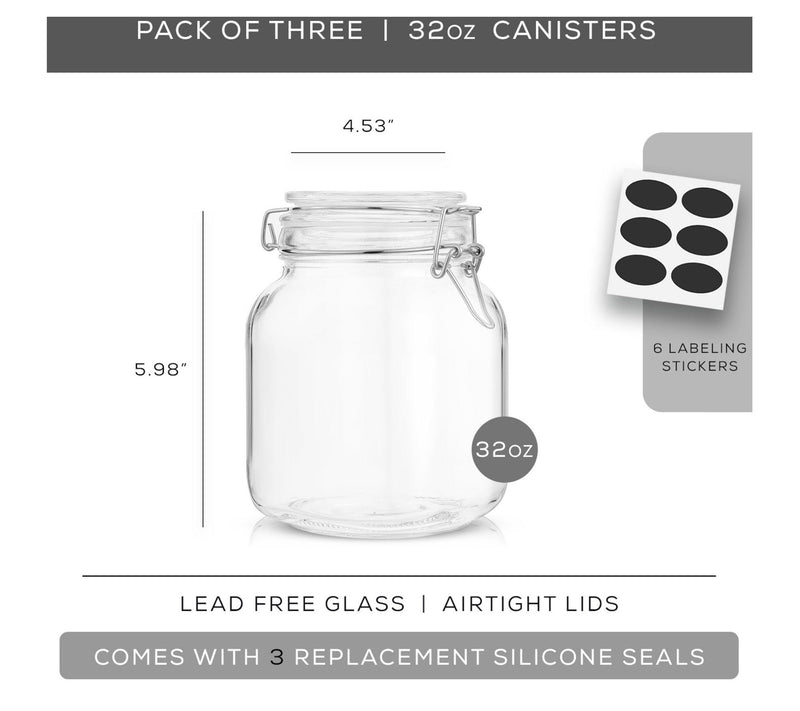 JoyJolt Glass Jars Storage Canister with Lids -32 oz — View 7