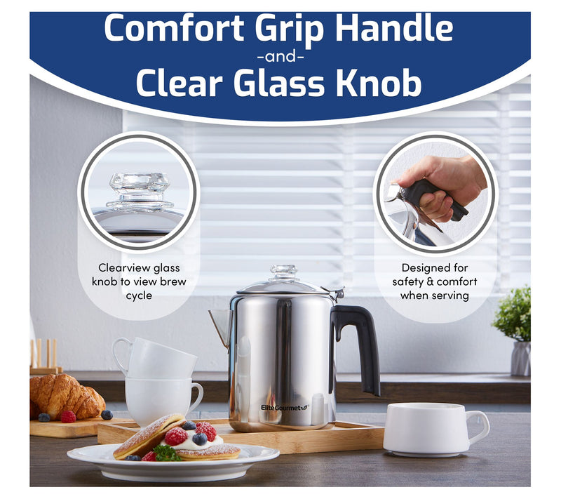 Elite Gourmet 8-Cup Classic Stovetop Coffee Percolator — View 6