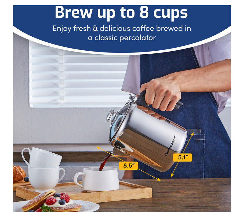 Elite Gourmet 8-Cup Classic Stovetop Coffee Percolator — View 7