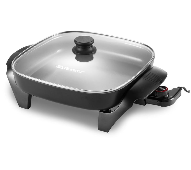 Elite Gourmet 12" x 12" Electric Skillet with Glass Lid — Main view