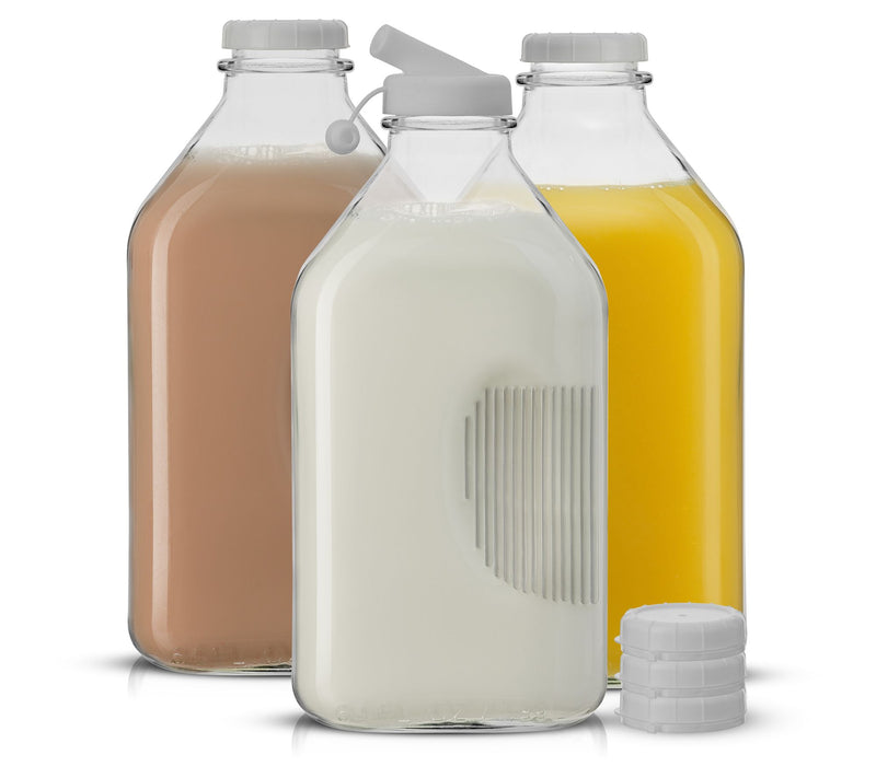 JoyJolt Glass Milk Bottle with Lid & Pourer - 64 oz - Set of — Main view
