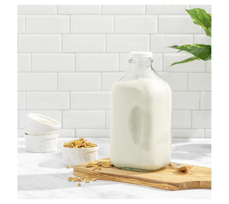 JoyJolt Glass Milk Bottle with Lid & Pourer - 64 oz - Set of — View 4
