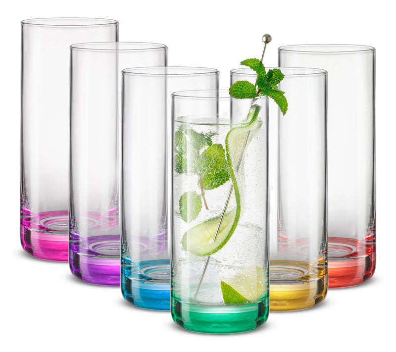 JoyJolt Hue Colored Highball Drinking Glasses-oz -Set of 6 — Main view