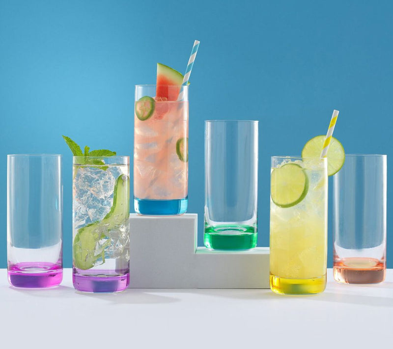 JoyJolt Hue Colored Highball Drinking Glasses-oz -Set of 6 — View 4
