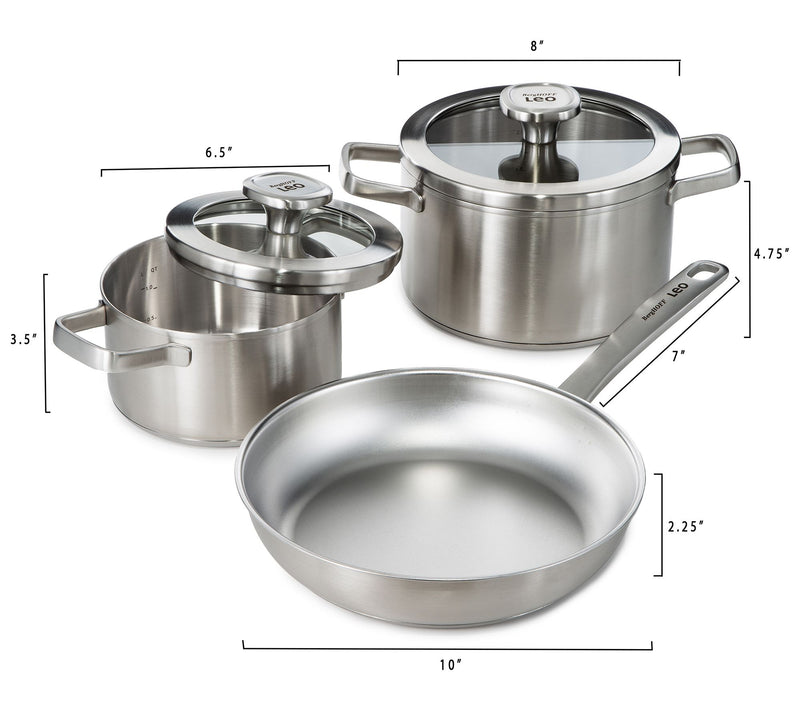 BergHOFF Graphite 5Pc 18/10 Stainless Steel Cookware Set — View 6