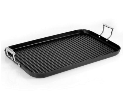 Nutrichef Hard-Anodized Nonstick Grill & Griddle Double Burner