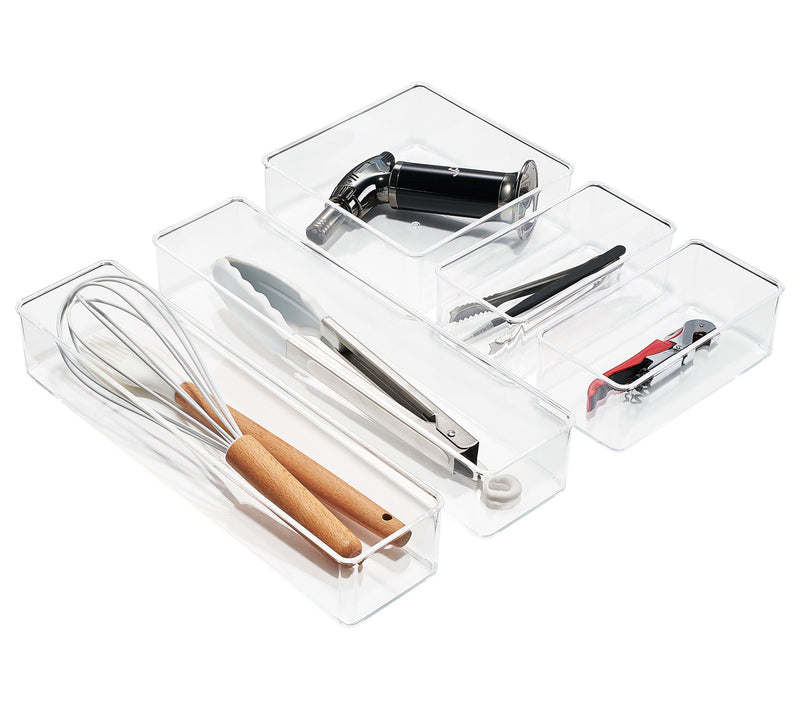 Sorbus Clear Ac rylic 5-Piece K itchen Drawer O rganizer Set — View 5
