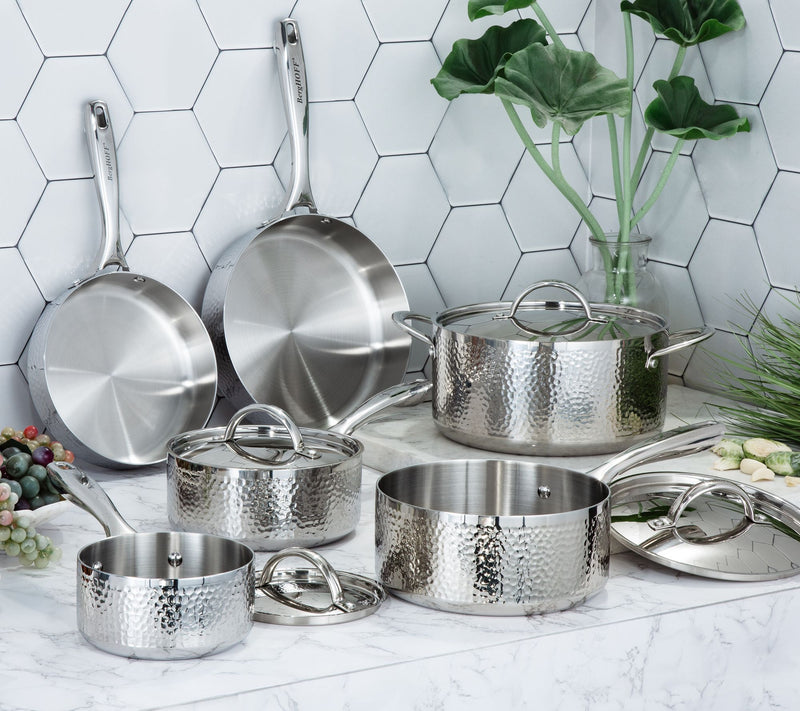 BergHOFF Vintage Tri-Ply 18/10 SS 8" Saucepan 3qt., Hammered — View 3