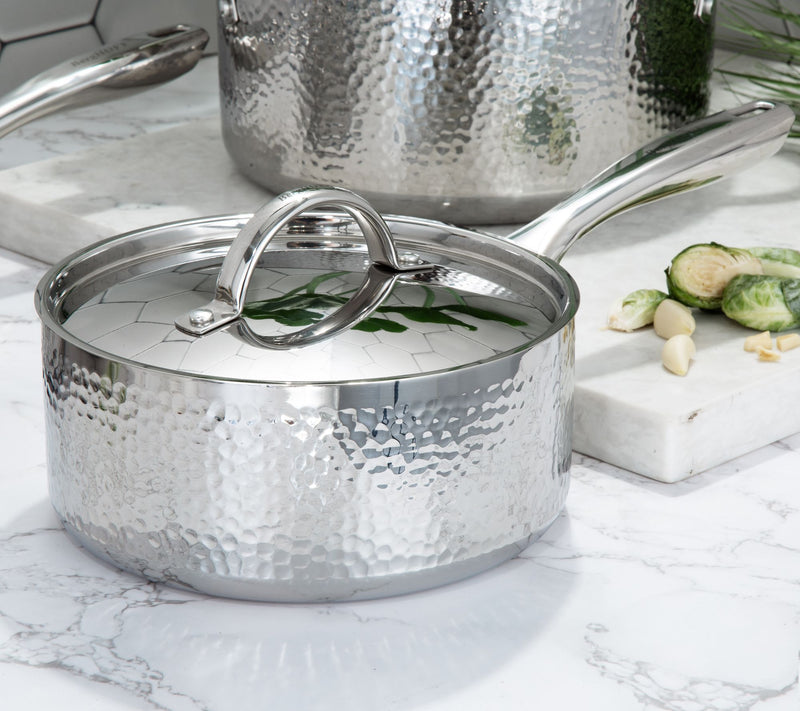 BergHOFF Vintage Tri-Ply 18/10 SS 8" Saucepan 3qt., Hammered — View 2