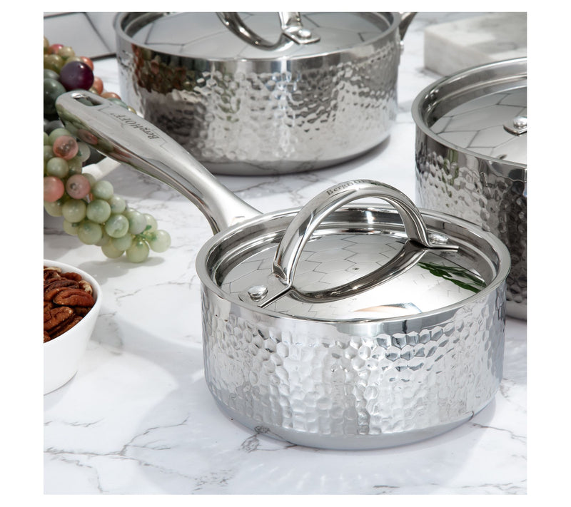 BergHOFF Vintage Tri-Ply 18/10 SS 5.5" Saucepan1qt., Hammered — View 2