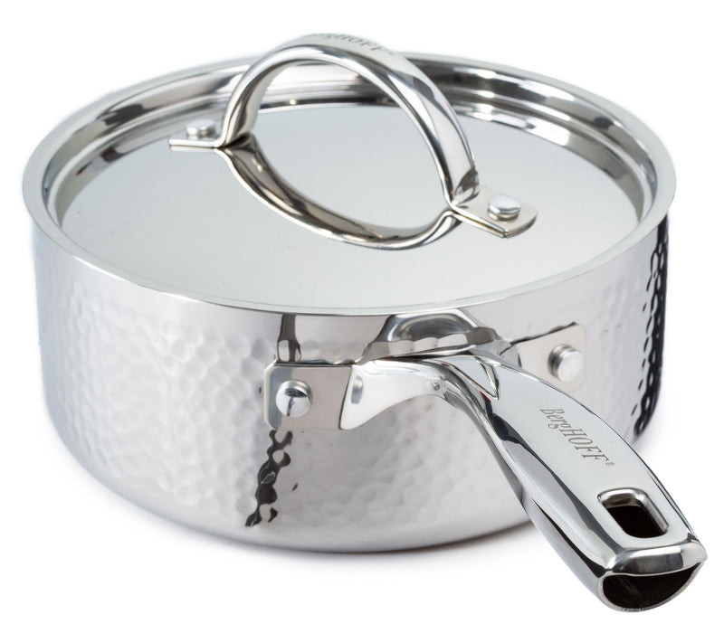 BergHOFF Vintage Tri-Ply 18/10 SS 7" Saucepan 2qt., Hammered — View 3