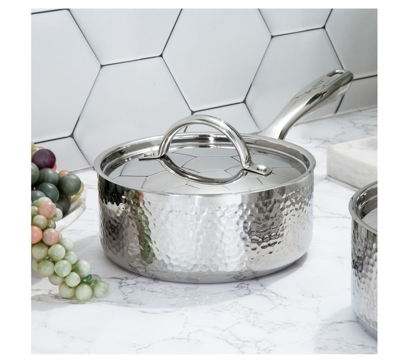 BergHOFF Vintage Tri-Ply 18/10 SS 7" Saucepan 2qt., Hammered — View 2