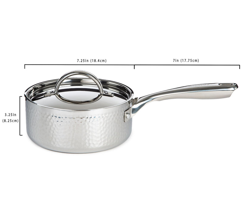 BergHOFF Vintage Tri-Ply 18/10 SS 7" Saucepan 2qt., Hammered — View 5