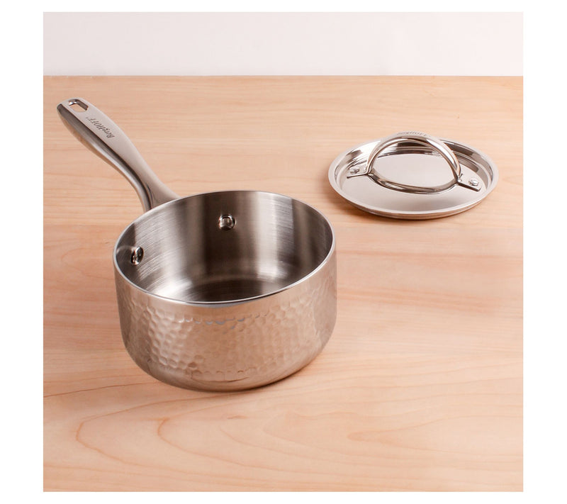 BergHOFF Vintage Tri-Ply 18/10 SS 7" Saucepan 2qt., Hammered — View 6