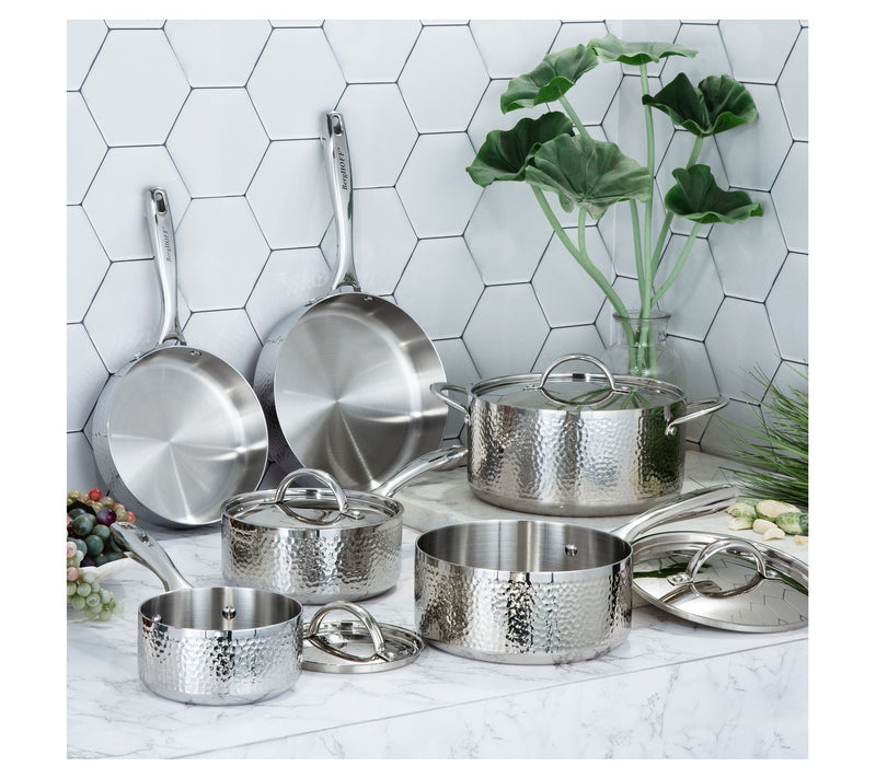 BergHOFF Vintage Tri-Ply 18/10 SS 7" Saucepan 2qt., Hammered — View 4