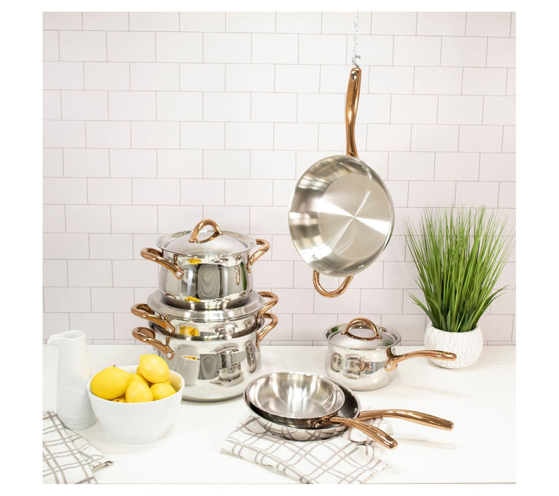 BergHOFF Ouro G old 17Pc 18/10 SS Cookware Set , SS Lids — View 2