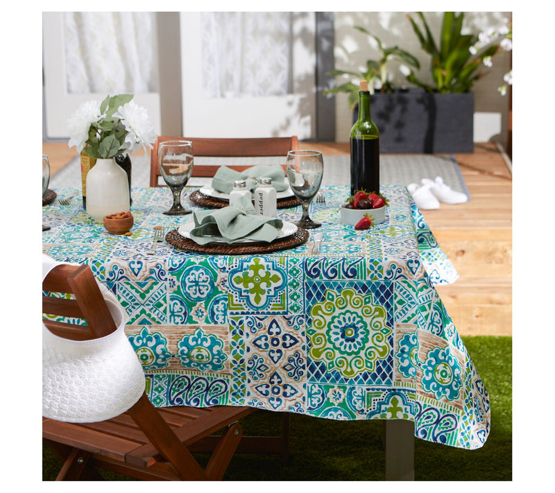 Design Imports Spanish Tile Vinyl Tablecloth 60x102 — View 5
