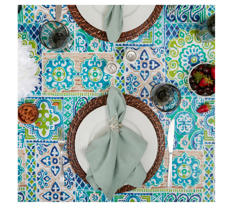 Design Imports Spanish Tile Vinyl Tablecloth 60x102 — View 7